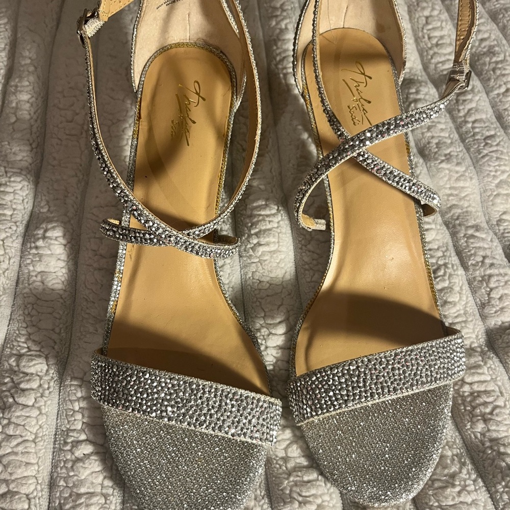 Thalia Sodi Glittering Silver Heels